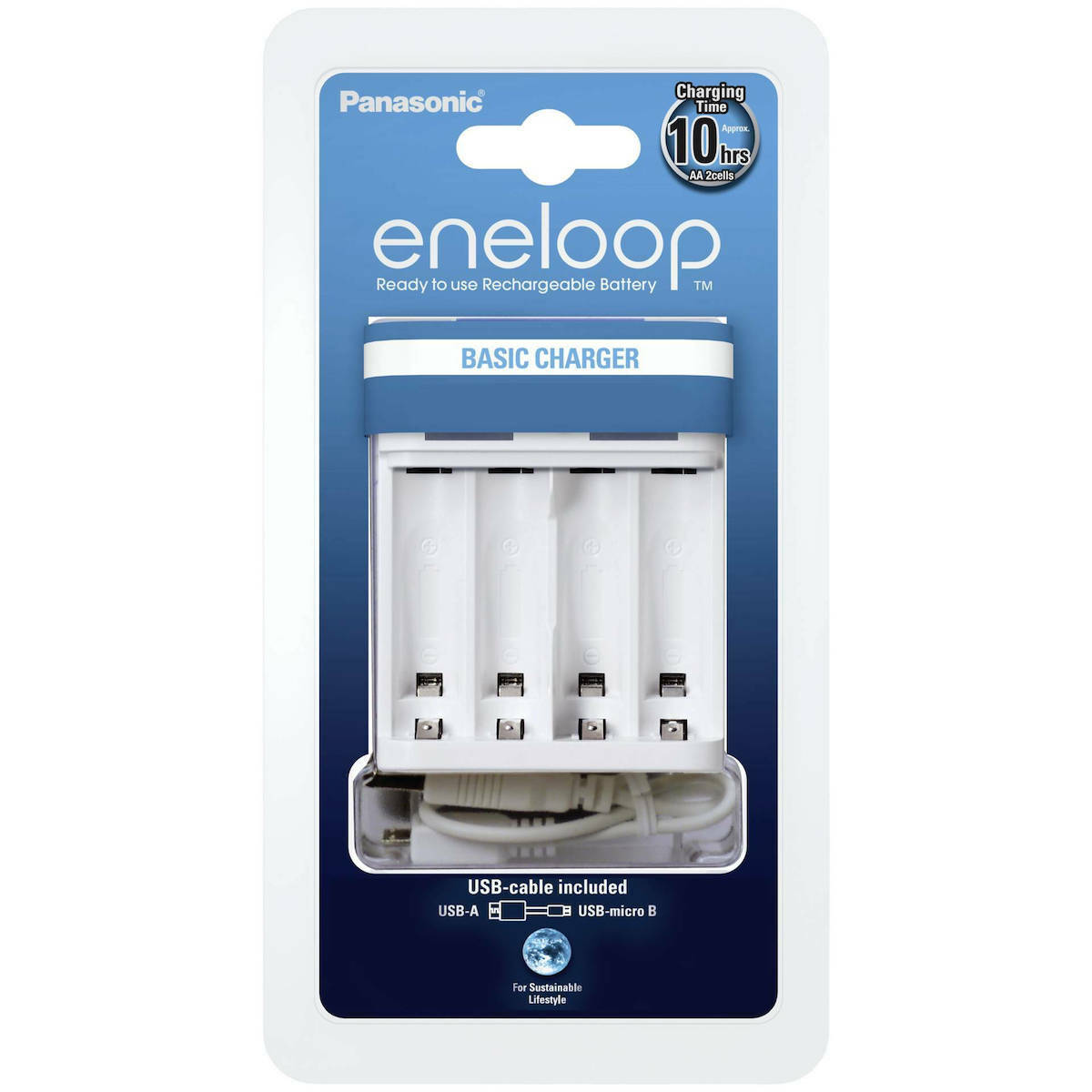 Panasonic Eneloop Basic BQ-CC61 USB Φορτιστής 4 Μπαταριών Ni-MH Μεγέθους AA/AAA σε Λευκό χρώμα - Image 3