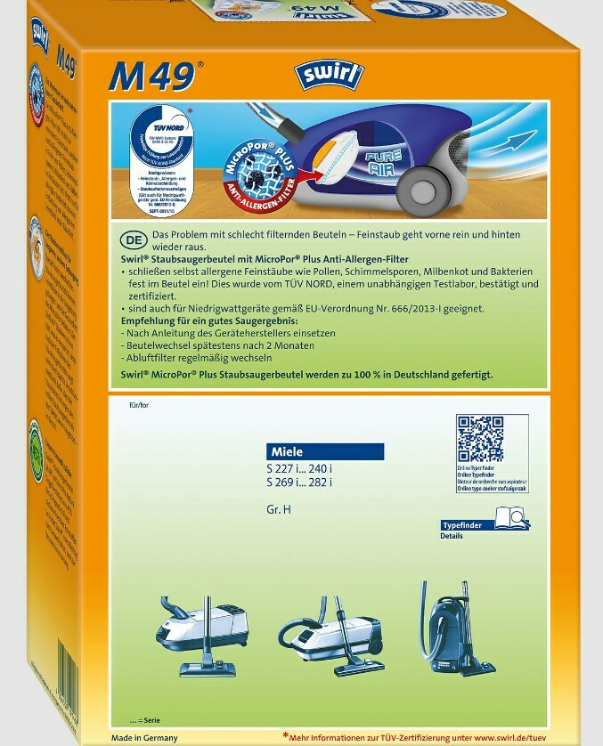 Swirl M49 Σακούλες Σκούπας 4τμχ Συμβατή με Σκούπα Miele - Image 3