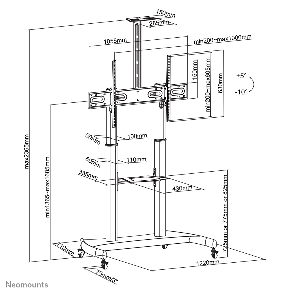 PLASMA-M1950E Βάση Τηλεόρασης Δαπέδου έως 100" και 100kg - Image 3