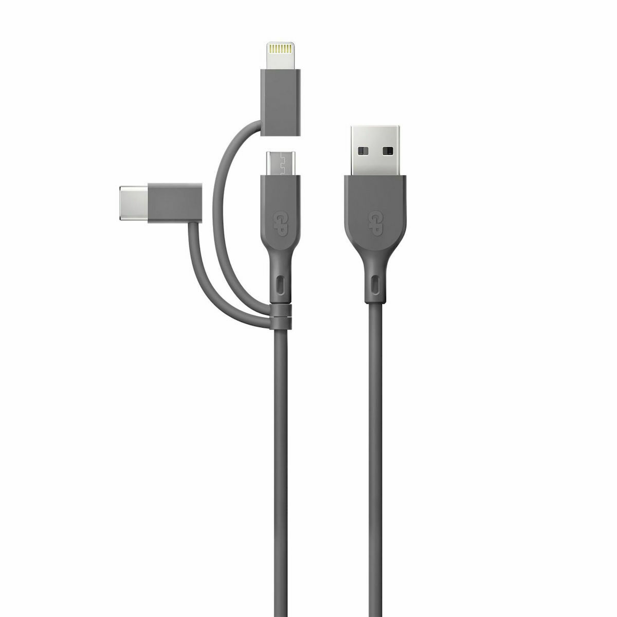 GP Batteries Regular USB to Lightning / Type-C / micro USB Cable Γκρι 1m (160GPCY1N-C1)