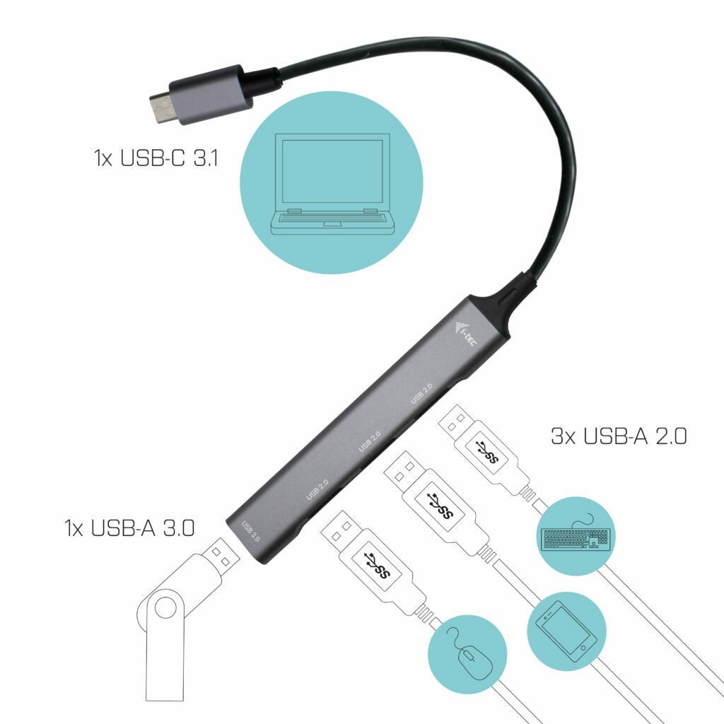 i-tec USB-C Metal HUB USB 3.0 Hub 4 Θυρών με σύνδεση USB-C Γκρι - Image 3