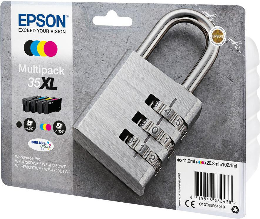 Epson 35XL Γνήσιο Πακέτο 4 Μελανιών Εκτυπωτή InkJet Κίτρινο / Κυανό / Ματζέντα / Μαύρο (C13T35964010) - Image 2