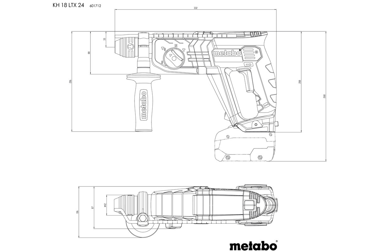 Metabo KH 18 LTX Κρουστικό Σκαπτικό Πιστολέτο Μπαταρίας Brushless 18V Solo με Υποδοχή SDS Plus 601712840 - Image 4