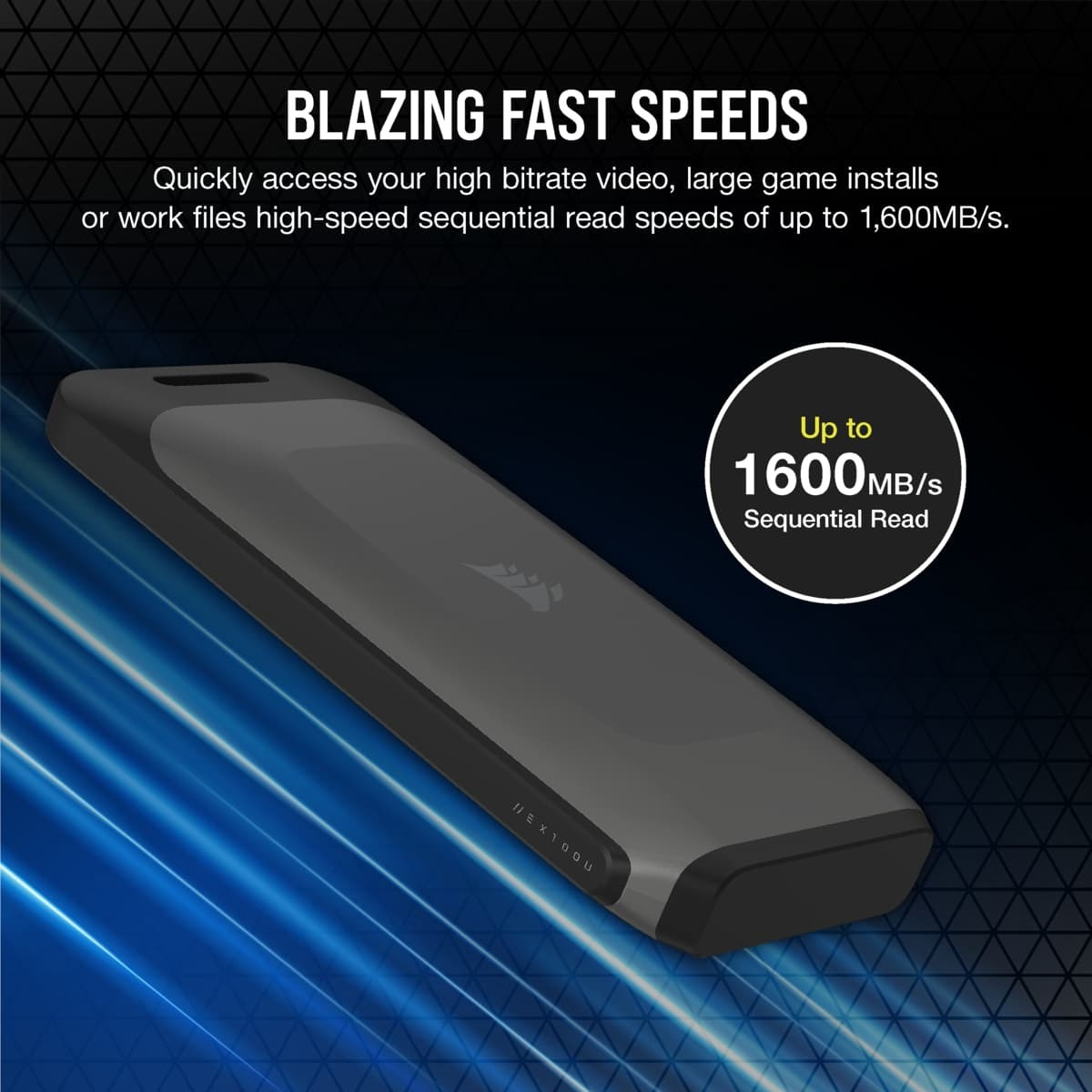 Corsair EX100U USB-C Εξωτερικός SSD 2.0TB 2.5" Μαύρο - Image 3