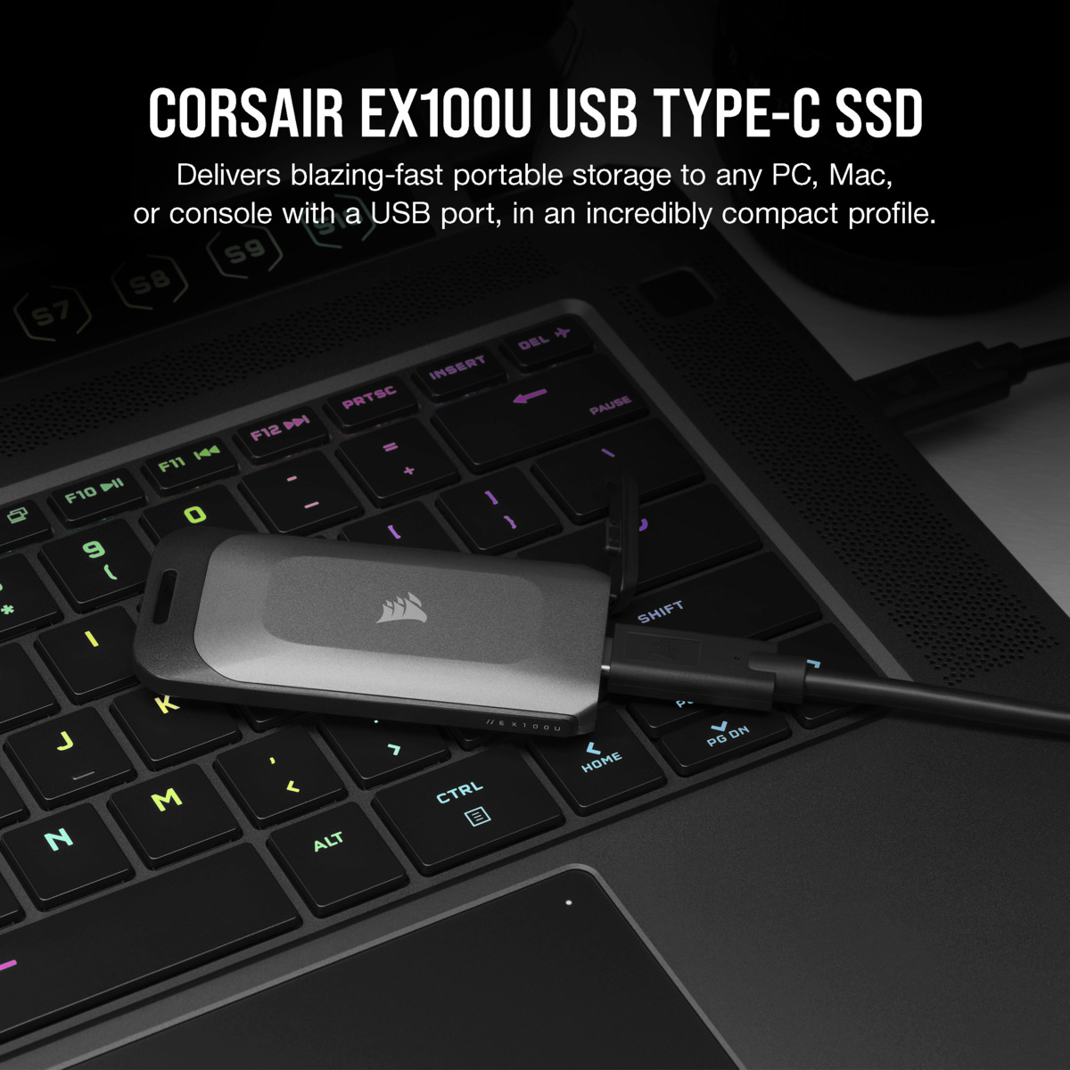 Corsair EX100U USB-C Εξωτερικός SSD 2.0TB 2.5" Μαύρο - Image 2