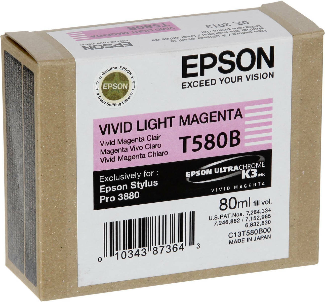 Epson T580B Γνήσιο Μελάνι Εκτυπωτή InkJet Ανοιχτό Ματζέντα (C13T580B00) - Image 3