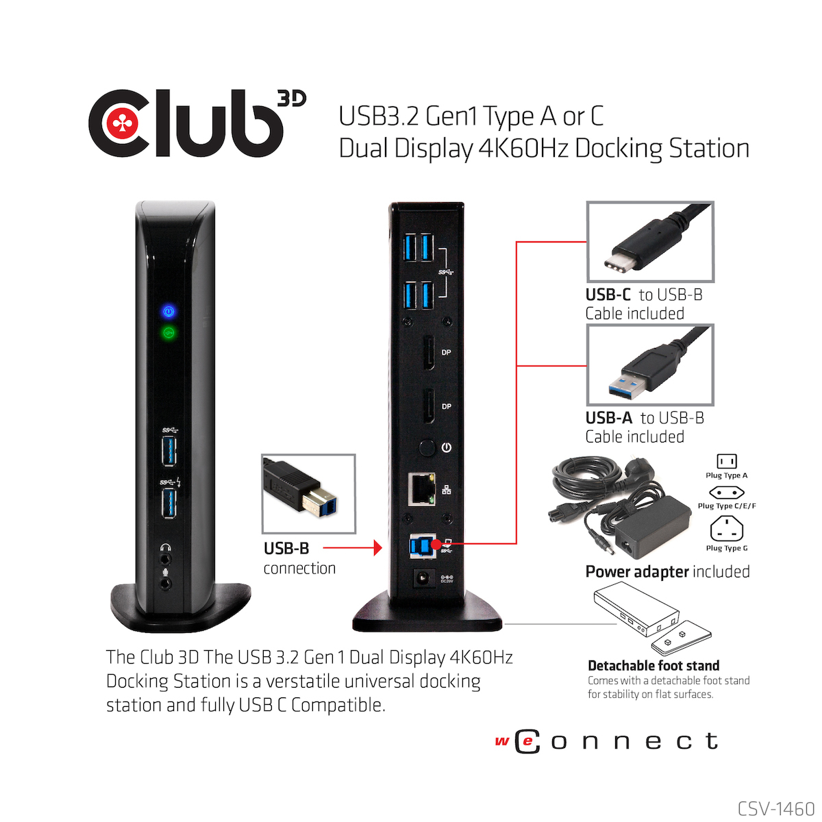 Club3D USB-A / USB-C Docking Station με DisplayPort 4K PD Ethernet (CSV-1460) - Image 9