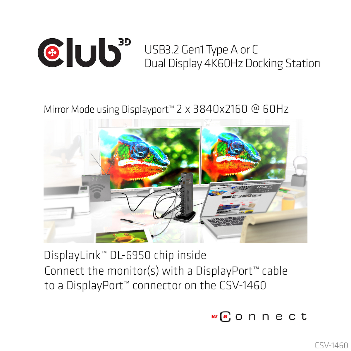 Club3D USB-A / USB-C Docking Station με DisplayPort 4K PD Ethernet (CSV-1460) - Image 7