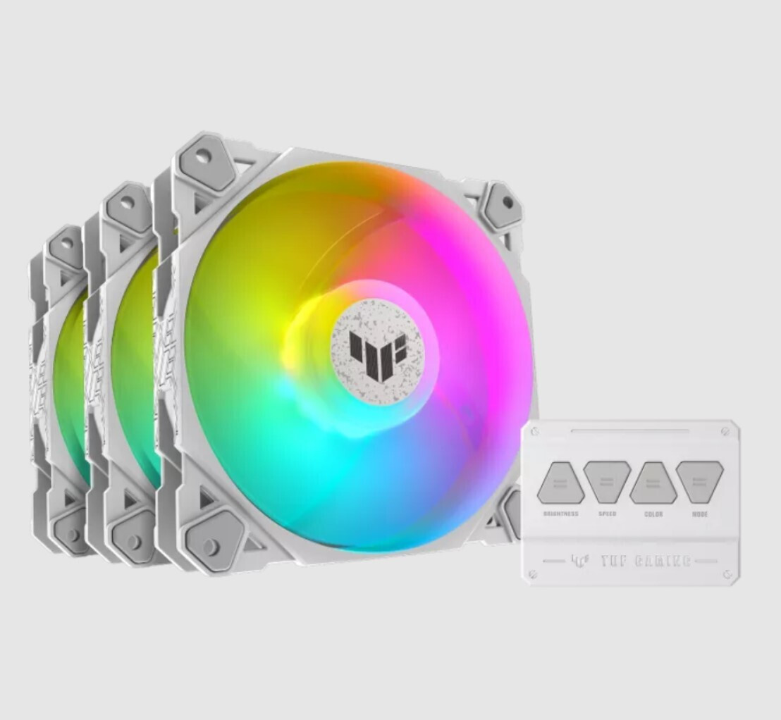 Asus TF120 Case Fan με ARGB Φωτισμό και Σύνδεση 4-Pin PWM 3τμχ Λευκό - Image 2