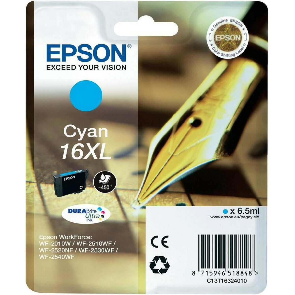 Epson 16XL Γνήσιο Μελάνι Εκτυπωτή InkJet Κυανό (C13T16324010 C13T16324012)