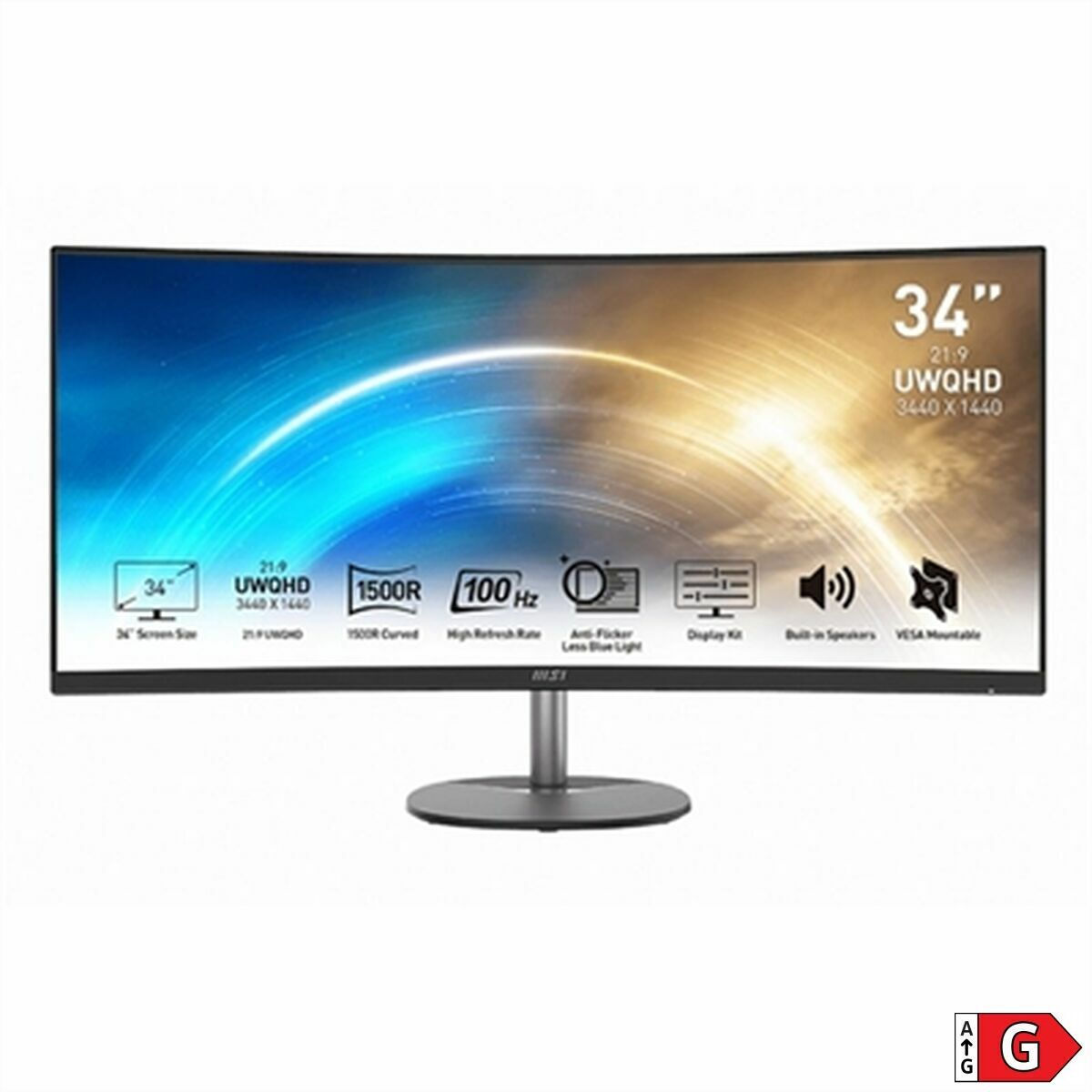 MSI MP341CQ 34" Ultrawide VA Curved QHD 3440x1440 - Image 2
