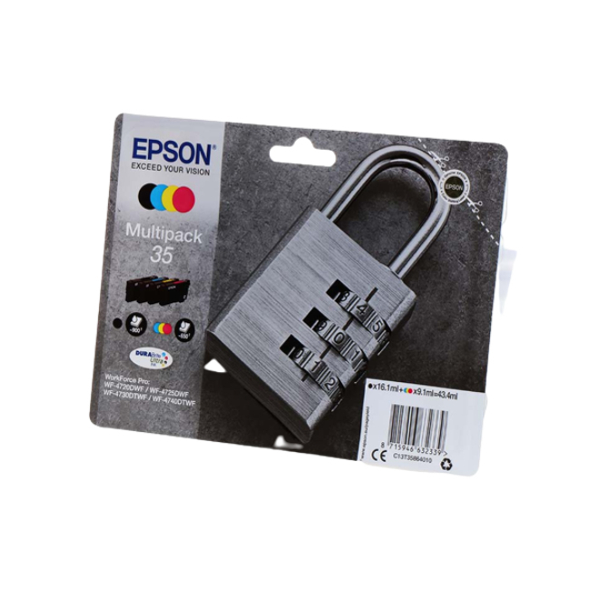 Epson 35 Γνήσιο Πακέτο 4 Μελανιών Εκτυπωτή InkJet Κίτρινο / Κυανό / Ματζέντα / Μαύρο (C13T35864010) - Image 3