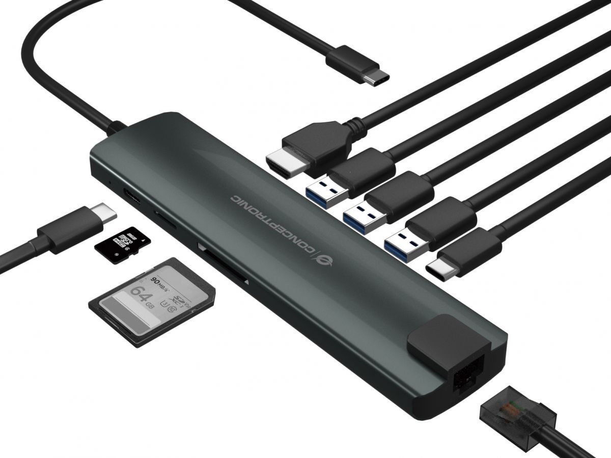 Conceptronic USB-C Docking Station με HDMI 4K PD Ethernet (DONN06G) - Image 2