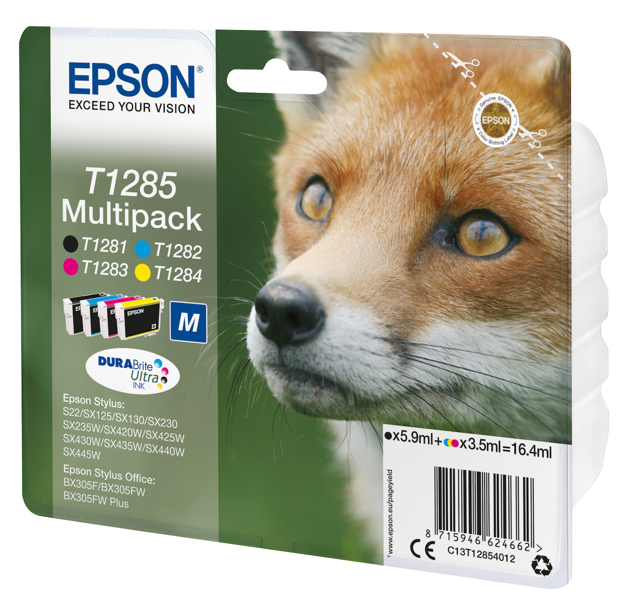 Epson T1285M Γνήσιο Πακέτο 4 Μελανιών Εκτυπωτή InkJet Κίτρινο / Κυανό / Ματζέντα / Μαύρο (C13T12854010 C13T12854012) - Image 2