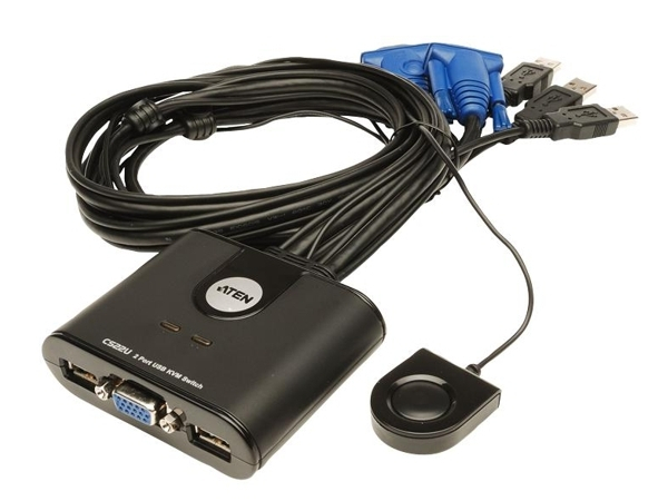 Aten 2-Port USB VGA Cable KVM Switch with Remote Port Selector - Image 3
