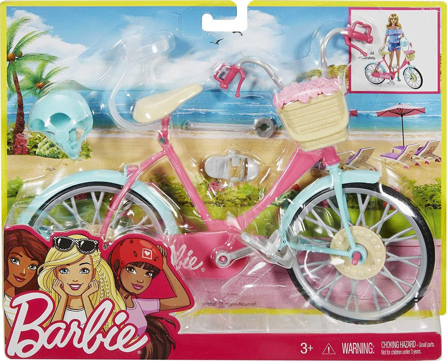 Barbie Bicycle with Helmet & Basket with Flowers για 3+ Ετών