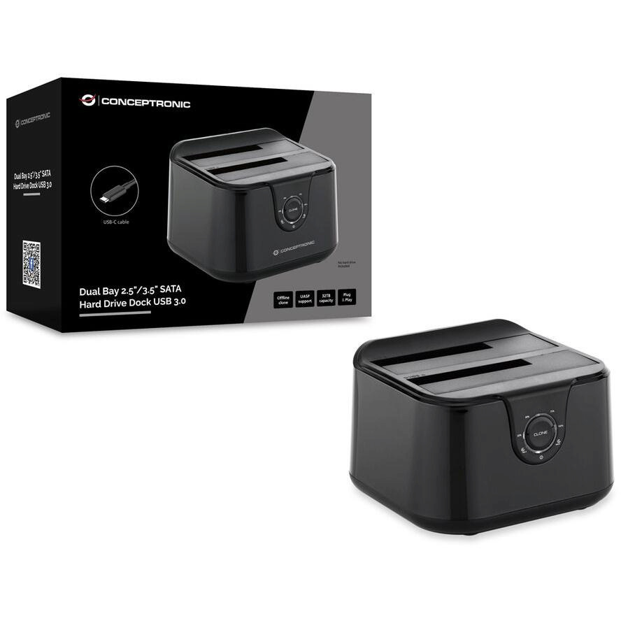 Conceptronic Docking Station για 2 Σκληρούς Δίσκους SATA 2.5" / 3.5" με σύνδεση USB-C (DONN12B) - Image 2