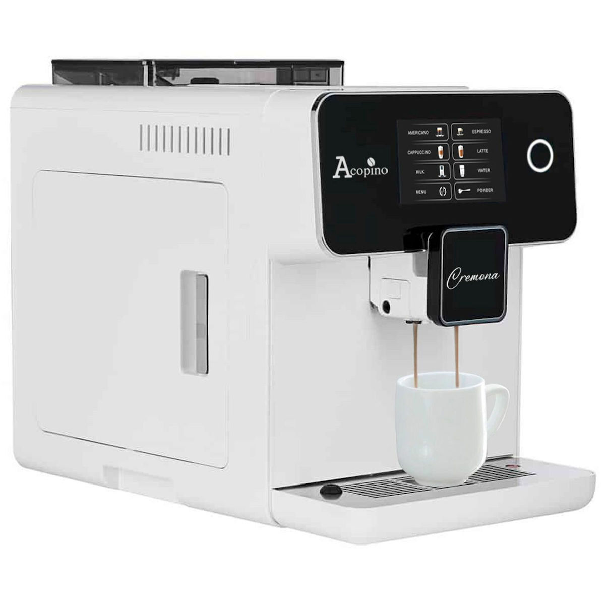 Acopino Cremona Αυτόματη Μηχανή Espresso 1500W Πίεσης 19bar με Μύλο Άλεσης Λευκή