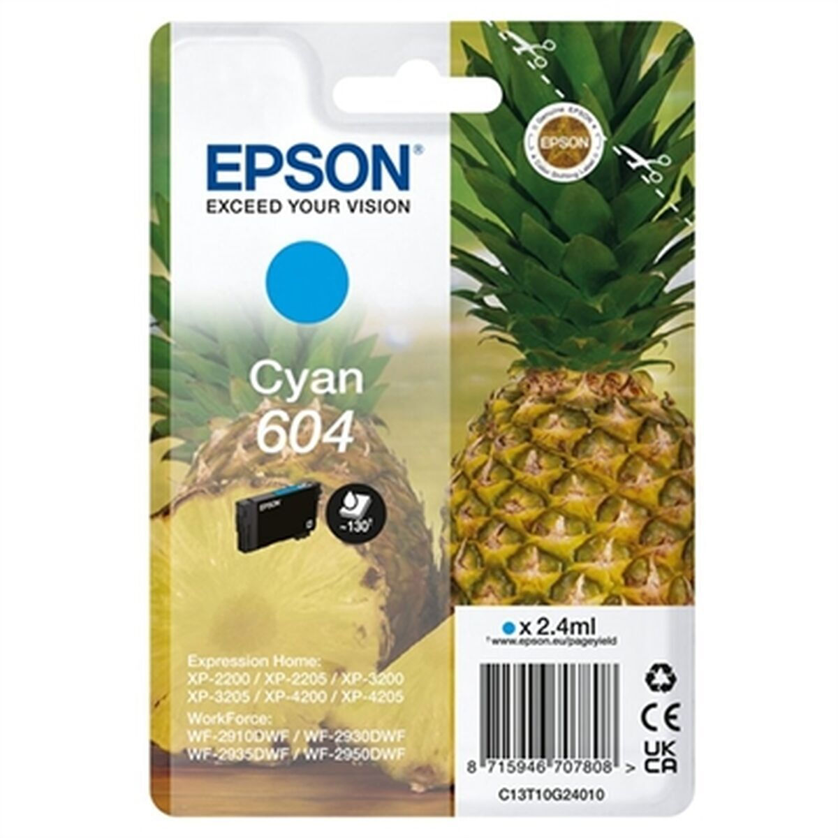 Epson 604 Γνήσιο Μελάνι Εκτυπωτή InkJet Κυανό (C13T10G24010)