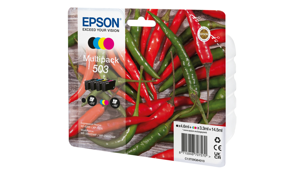Epson 503 Γνήσιο Πακέτο 4 Μελανιών Εκτυπωτή InkJet Κίτρινο / Κυανό / Ματζέντα / Μαύρο (C13T09Q64010) - Image 2