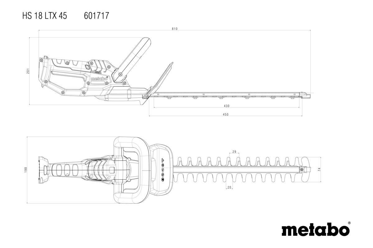 Metabo HS 18 LTX 45 V Μπορντουροψάλιδο Μπαταρίας 18V με Μήκος Λάμας 45cm Solo - Image 5