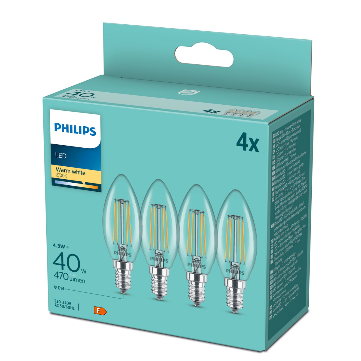 Philips Λάμπα LED 4.3W για Ντουί E14 και Σχήμα B35 Θερμό Λευκό 470lm 929001889793 - Image 2