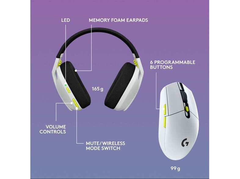 Logitech Wireless Combo G435 & G305 Over Ear White/Lime - Image 4
