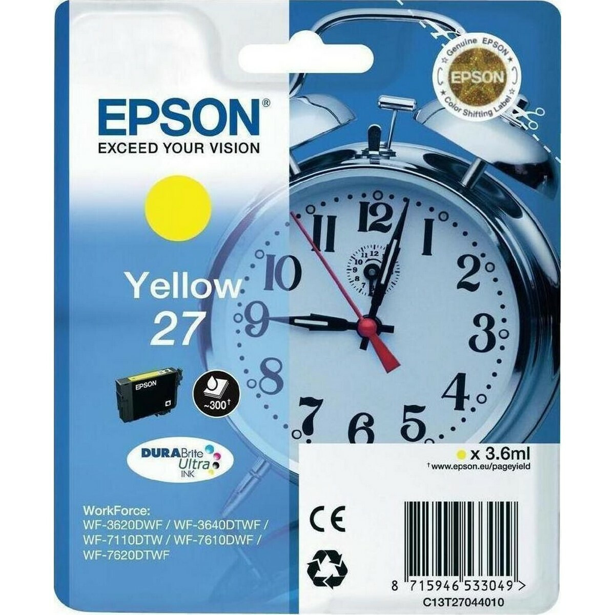 Epson 27 Γνήσιο Μελάνι Εκτυπωτή InkJet Κίτρινο (C13T27044010 C13T27044012)