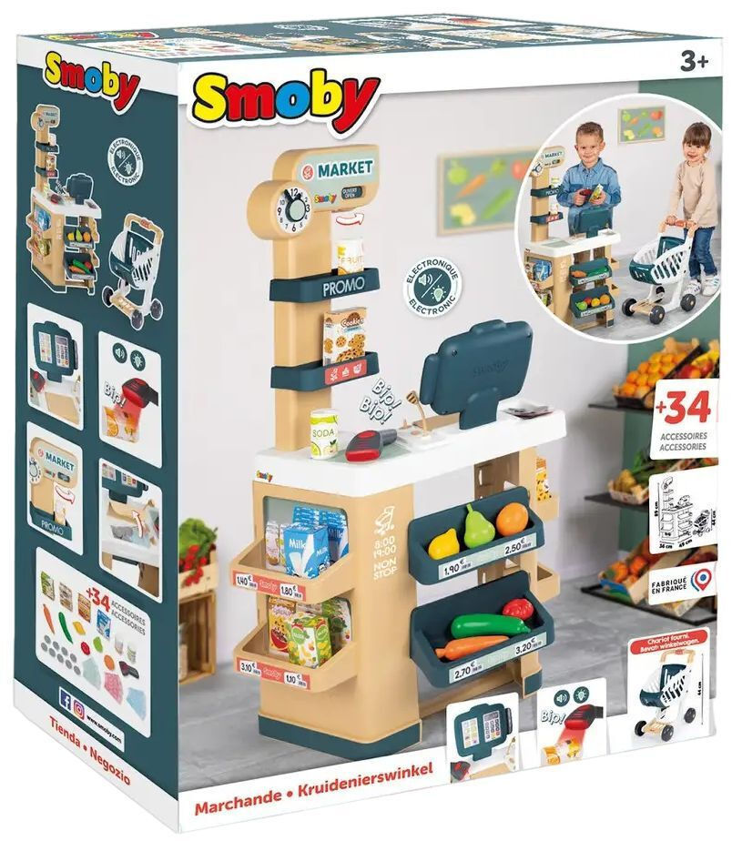 Smoby Supermarket With Shopping Trolley για 3+ Ετών