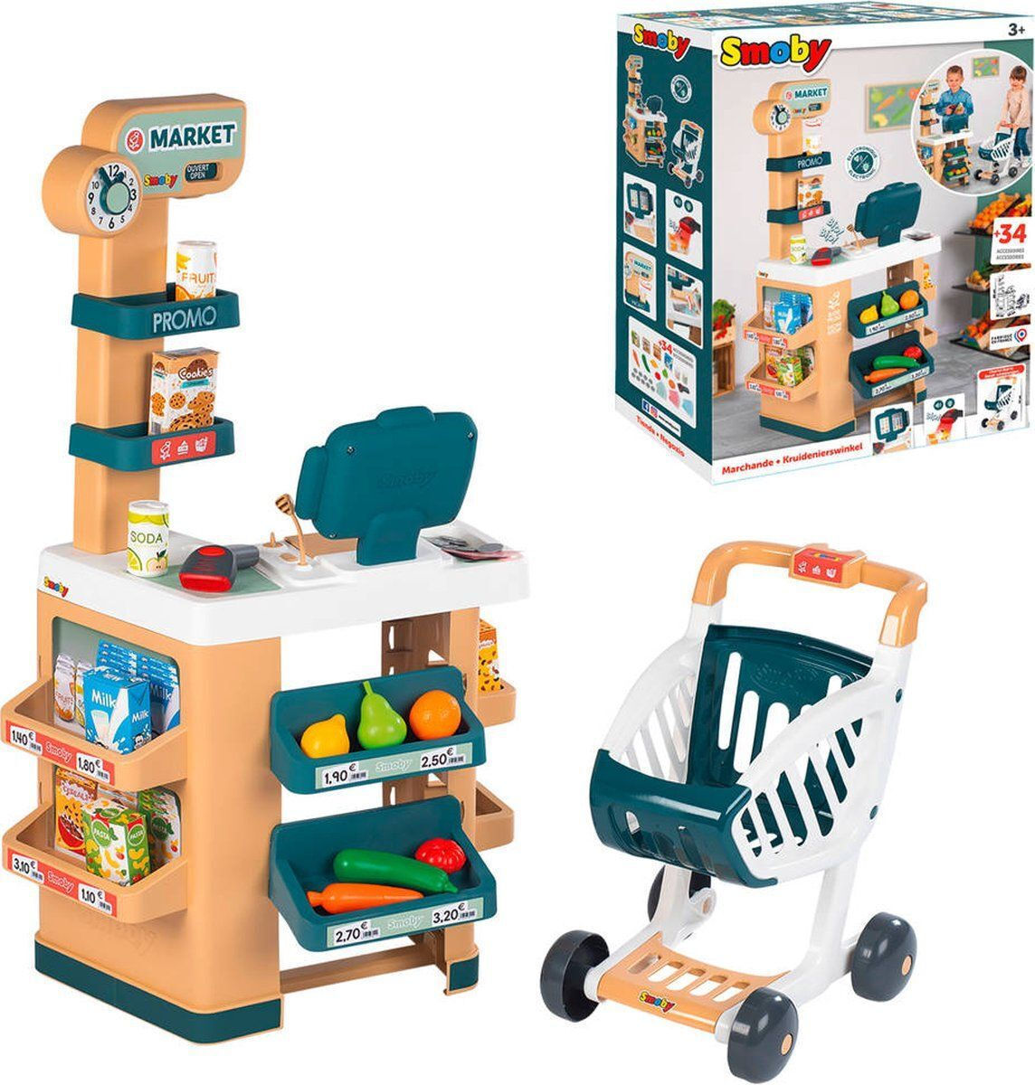 Smoby Supermarket With Shopping Trolley για 3+ Ετών - Image 2