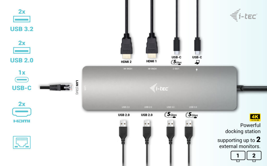 i-tec USB-C Metal Nano USB-C Docking Station με HDMI 4K PD Ethernet - Image 5