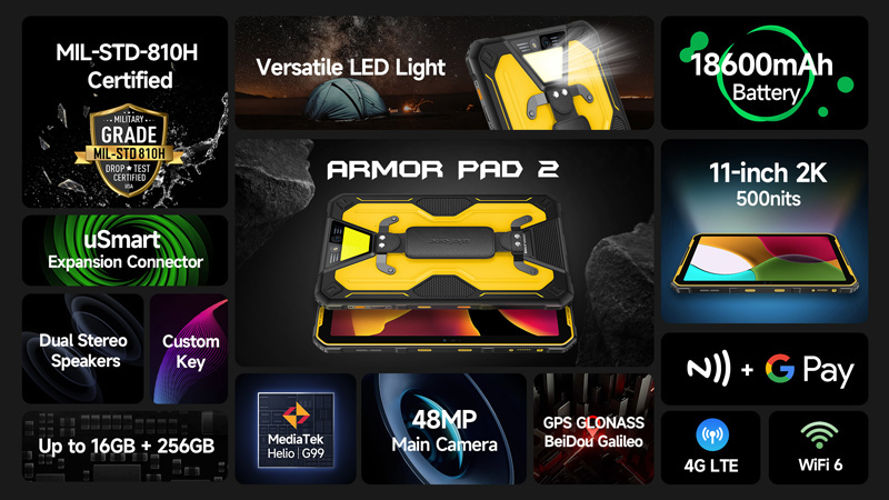 Ulefone Armor Pad 2 4G 11" Tablet (8GB/256GB) Μαύρο - Image 8