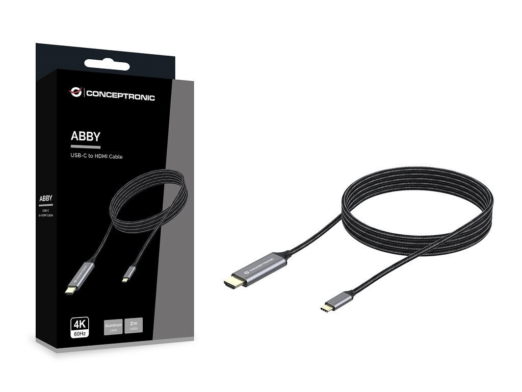 Conceptronic HDMI 2.0 HDMI male - USB-C male 2m Μαύρο (ABBY10G) - Image 2