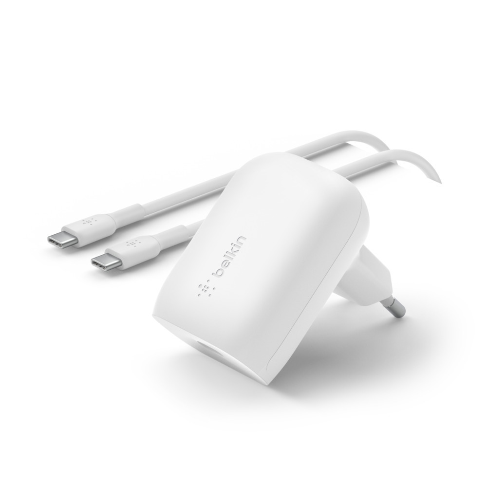 Belkin Φορτιστής με Θύρα USB-C και Καλώδιο USB-C - USB-C 30W Power Delivery Λευκός (Boost Charge)
