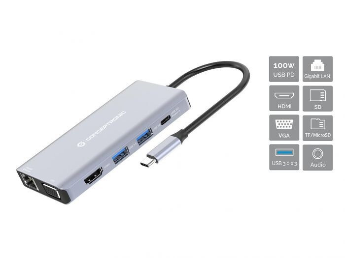 Conceptronic USB-C Docking Station με HDMI 4K PD Ethernet (DONN20G) - Image 2