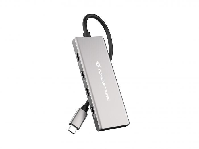 Conceptronic USB 3.2 Hub 7 Θυρών με σύνδεση USB-C & Θύρα Φόρτισης Ασημί
