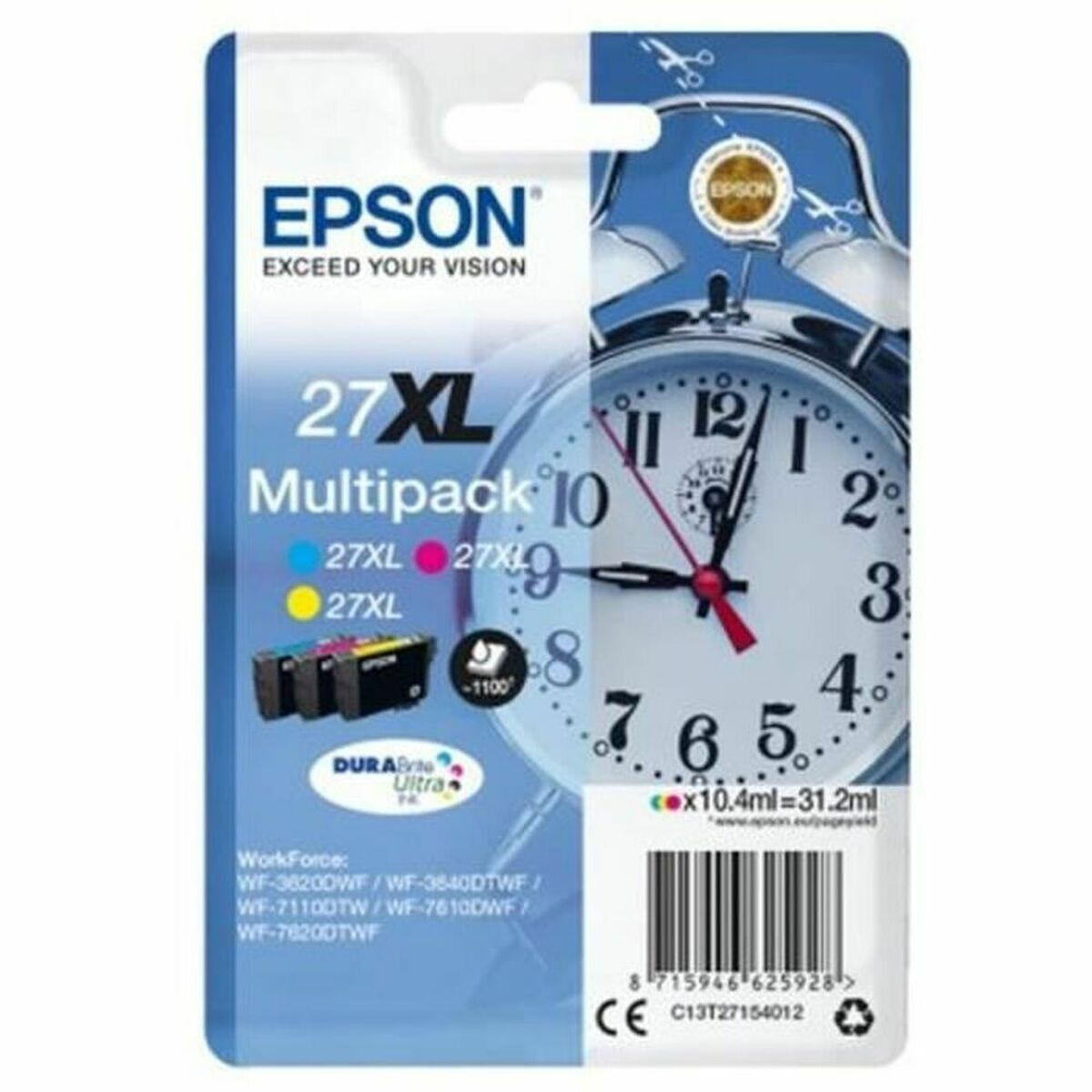 Epson 27xl Γνήσιο Μελάνι Εκτυπωτή InkJet Κυανό / Ματζέντα / Κίτρινο (C13T27154022)