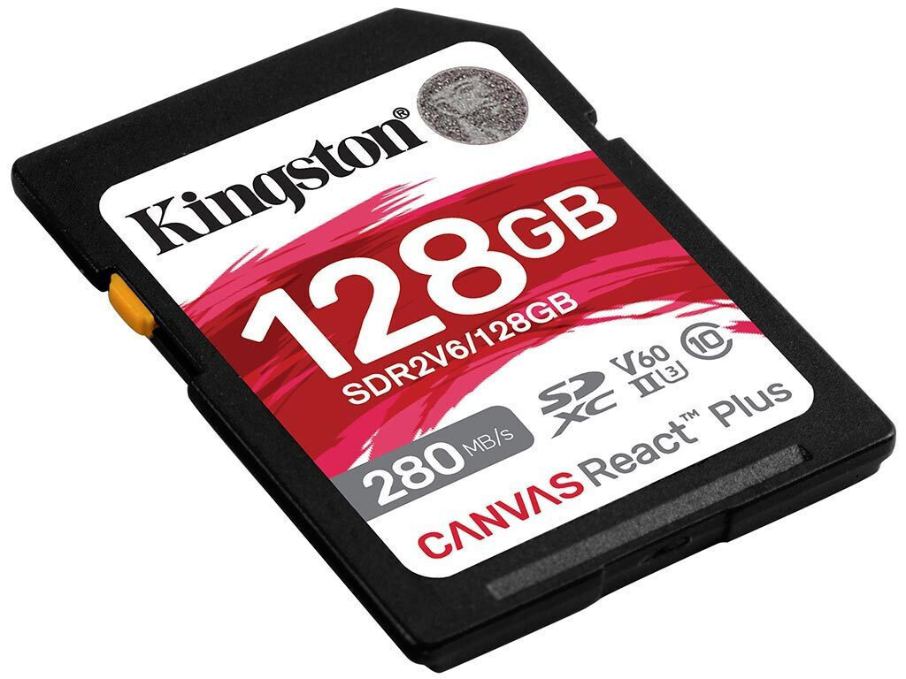 Kingston Canvas React Plus V60 SDXC 128GB Class 10 U3 V60 UHS-II