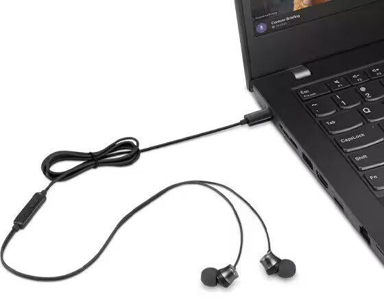 Lenovo 4XD1J77351 In-ear Handsfree Ακουστικά με Βύσμα USB-C Μαύρο - Image 2