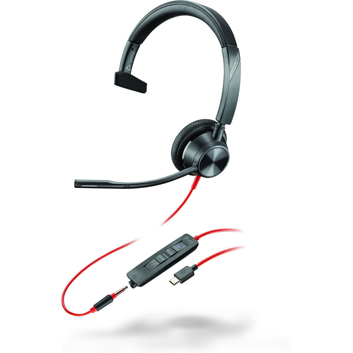 Poly Blackwire 3315 On Ear Multimedia Ακουστικά με μικρόφωνο και σύνδεση USB-C / 3.5mm Jack