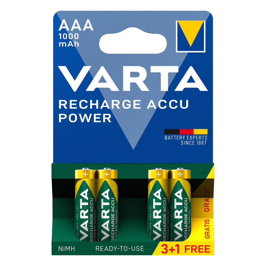 Varta Rechargeable Accu AAA 1000mAh 1.2V 4τμχ