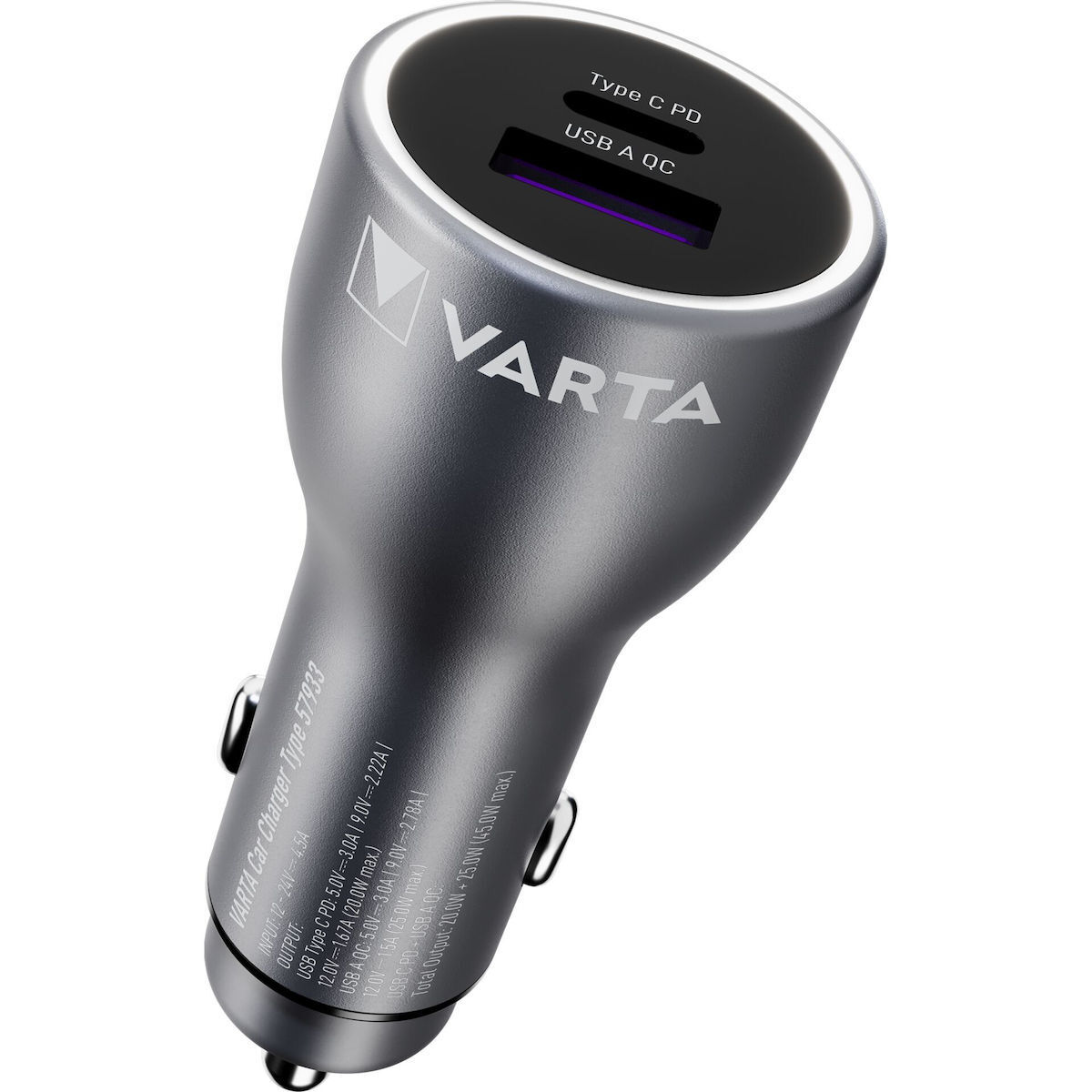 Varta Φορτιστής Αυτοκινήτου με Θύρες 1xUSB-A 1xType-C