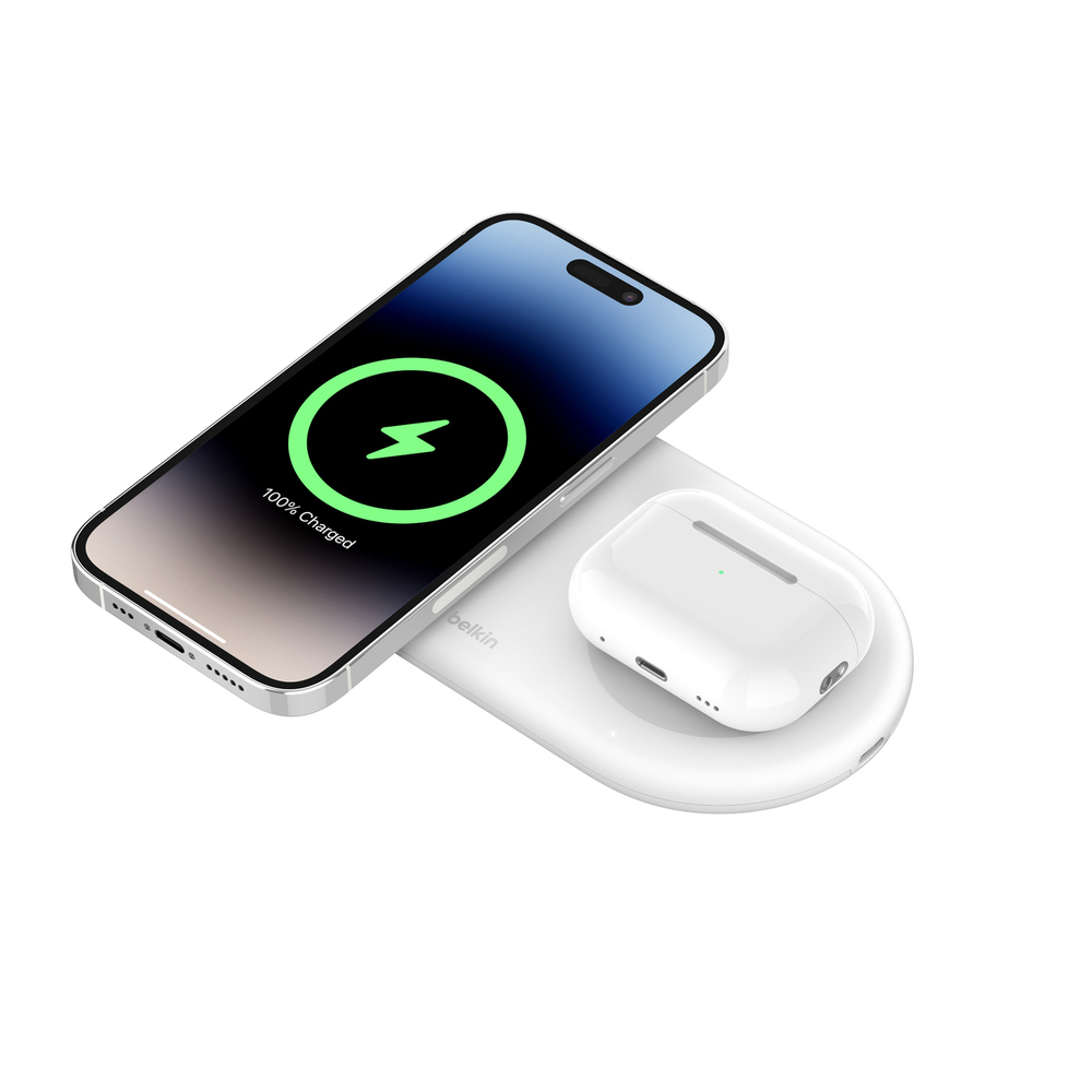 Belkin Ασύρματος Φορτιστής (Qi Pad) 15W Power Delivery Λευκός (BOOST Charge Pro 2in1 Qi2)