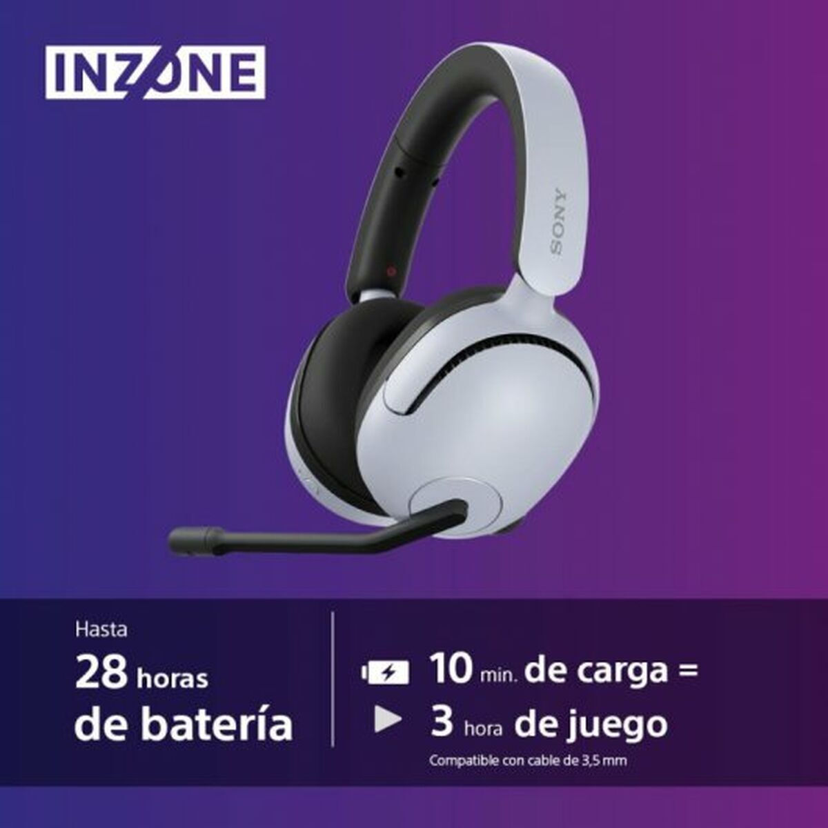 Sony Inzone H5 Ασύρματο Over Ear Gaming Headset με σύνδεση 3.5mm / USB Λευκό - Image 4