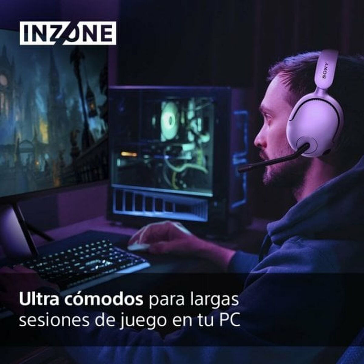 Sony Inzone H5 Ασύρματο Over Ear Gaming Headset με σύνδεση 3.5mm / USB Λευκό - Image 3