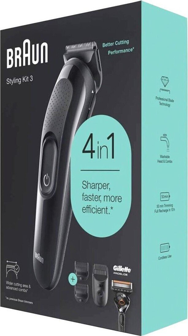 Σετ Επαναφορτιζόμενη Κουρευτικής Μηχανής Braun Sk3300 + Gillette F5 Proglide - Image 2