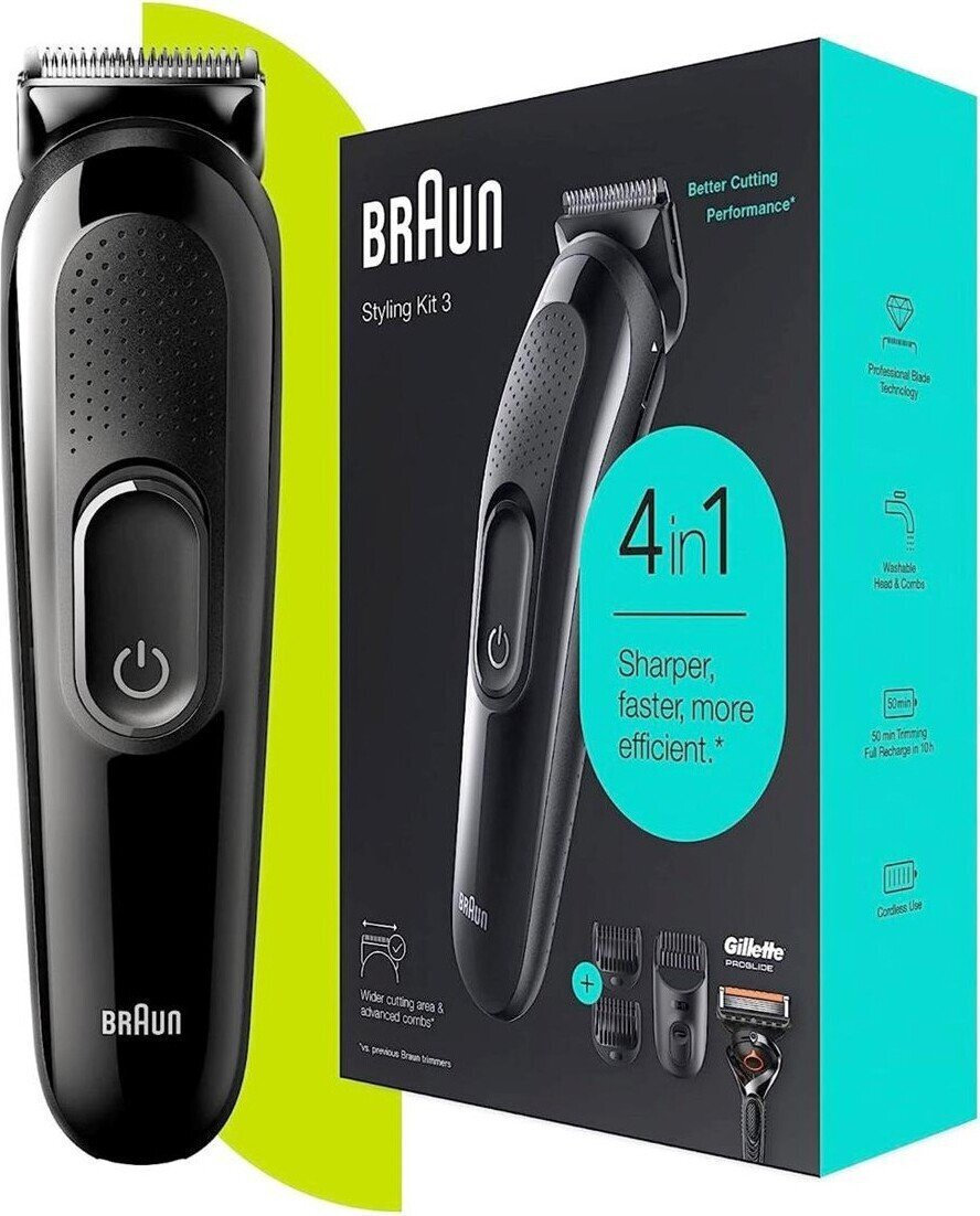 Σετ Επαναφορτιζόμενη Κουρευτικής Μηχανής Braun Sk3300 + Gillette F5 Proglide - Image 3