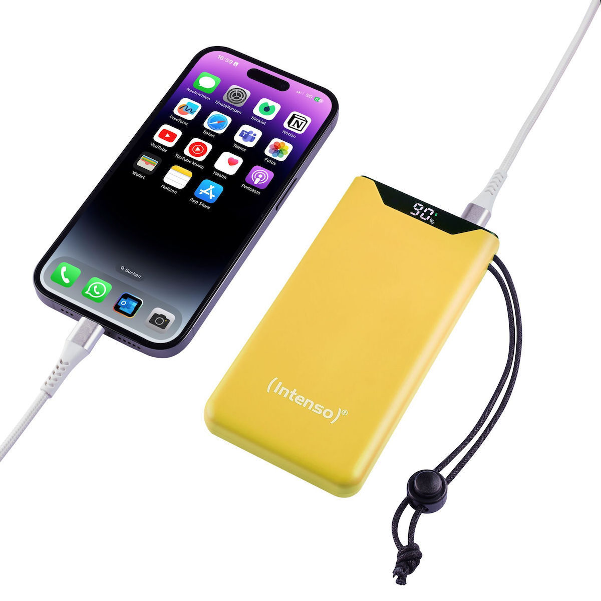 Intenso F10000 Power Bank 10000mAh 20W με Θύρα USB-A και Θύρα USB-C Quick Charge 3.0 Κίτρινο - Image 3