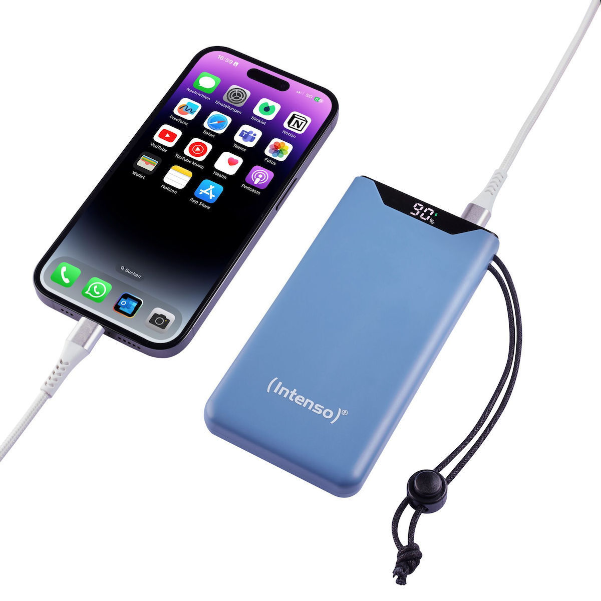 Intenso F10000 Power Bank 10000mAh 20W με Θύρα USB-A και Θύρα USB-C Quick Charge 3.0 Μπλε - Image 3