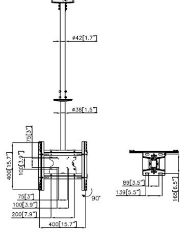 Multibrackets M Public Ceilingmount Medium Single 3000 Οροφής έως 55" και 30kg - Image 4
